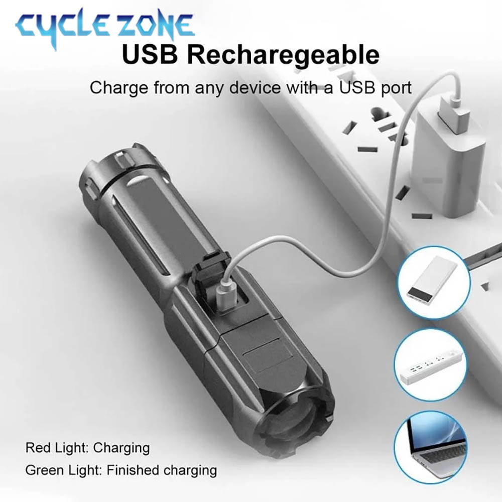 Portable LED Flashlight USB Re - đánh giá và giá Outdoor Adventure Zone